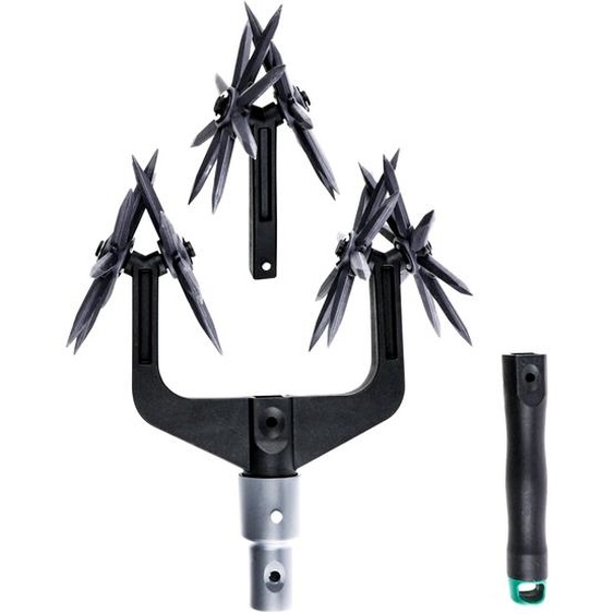Bineuse 2 en 1 roues étoile 65° émiettement fin sol jardin 23,5x13,5x26,5 cm
