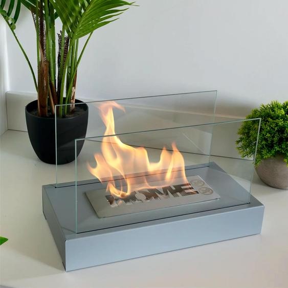 BIOKAMIN Cheminée au bioéthanol HOME 36 x 22 x 18 cm | Compacte et moderne pour une décoration élégante de lhabitat | Maison, jardin (Gris)