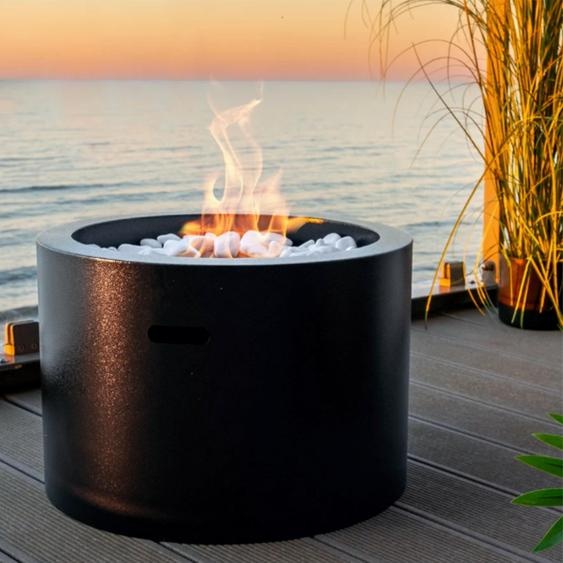 BIOKAMIN Grande cheminée indépendante 48 x 33 cm, 2kg de pierres ES, Premium Bioethanol Cheminée MOON | Compacte et Moderne | Maison, Jardin (Noir)