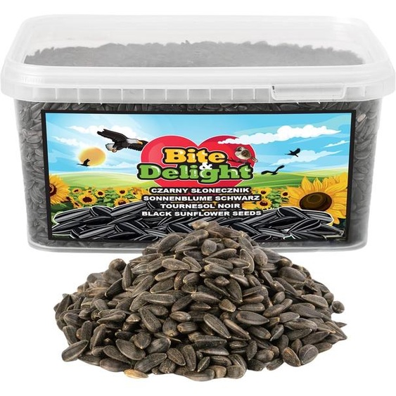 Bite & Delight Graines de tournesol noir 2.2 kg- Energie pour les oiseaux du jardin - Nourriture pour oiseaux sauvages pour lété et lhiver - 5000ml, 2200 g