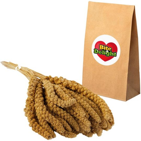 Bite&Delight - Millet blanc du Sénégal 15kg en épis - Friandise naturelle pour perroquets, oiseaux dornement & oiseaux sauvages, riche en fibres & en éléments nutritifs
