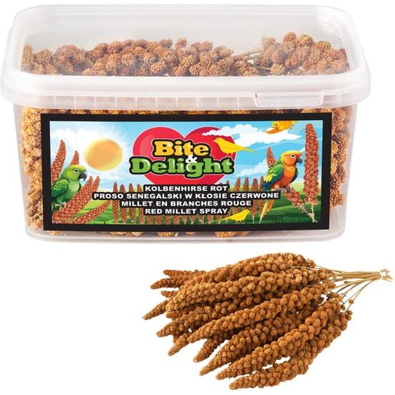 Bite&Delight - Millet rouge du Sénégal 0,5kg - Friandise naturelle pour oiseaux, idéale pour les perroquets, les canaris et les oiseaux sauvages