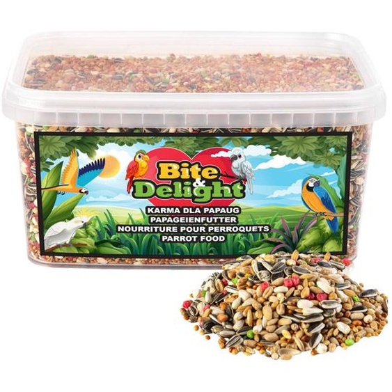 Bite&Delight nourriture pour perroquets 3,4 kg/5000 ml - Mélange de graines naturel & équilibré avec vitamines & minéraux - Pour perroquets & grandes perruches