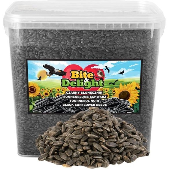 Bite & Delight Tournesol noir pour oiseaux sauvages 4,3 kg- Nourriture pour oiseaux toute lannée - Graines pour petits oiseaux du jardin - 10000ml