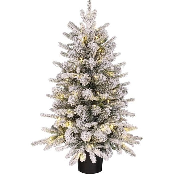 Black Box Trees Grimshaw Sapin de Noël artificiel en pot avec éclairage LED et fonction minuterie - H90 x Ø61 cm - Vert, Blanc