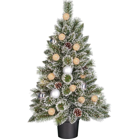 Black Box Trees Kaprun Sapin de Noël artificiel en pot avec éclairage LED et fonction minuterie - H90 cm - vert, argenté