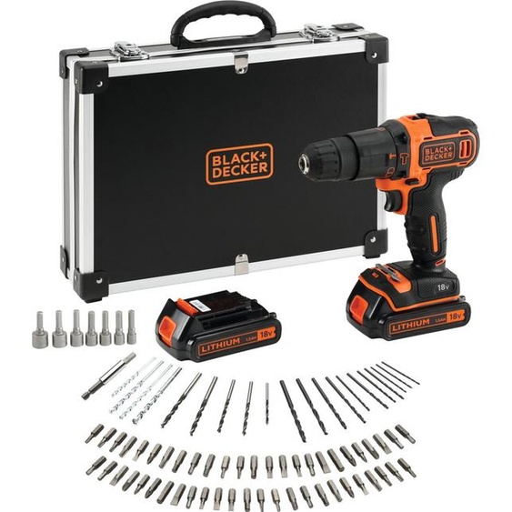 Black & Decker Akku-Schlagbohrs.18V 2x1,5Ah,Kof.,80Zub