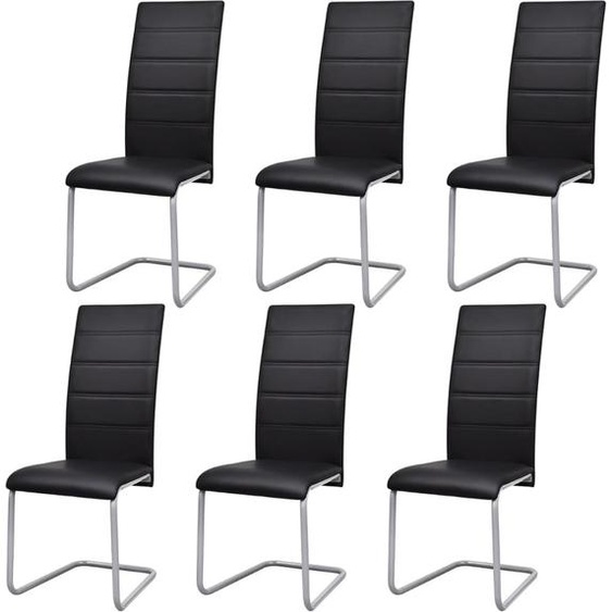 Black Friday Chaise cantilever 6 pcs noir similicuir - Chaise de salle à manger CC111