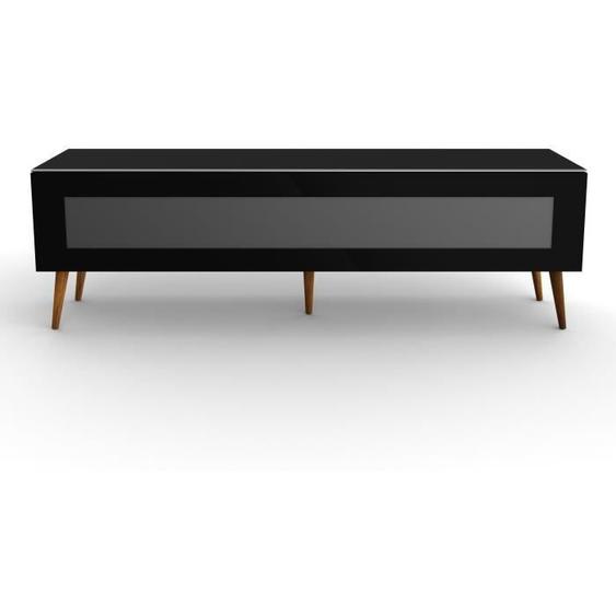 BLACKWALL - Meuble TV noir avec porte en verre infrarouge noire