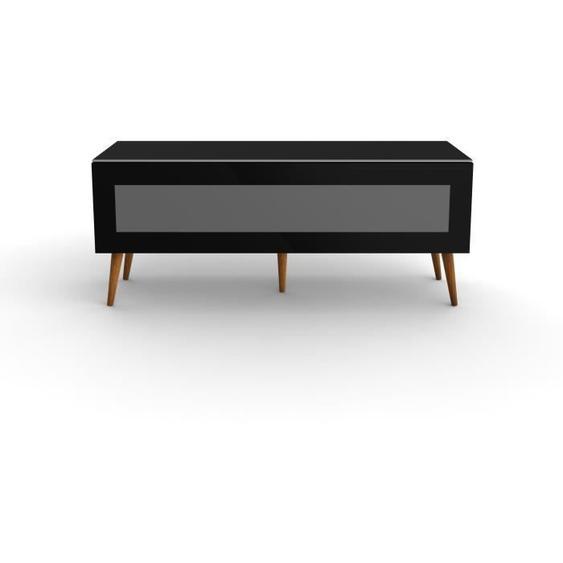 BLACKWALL - Meuble TV noir avec porte en verre infrarouge noire