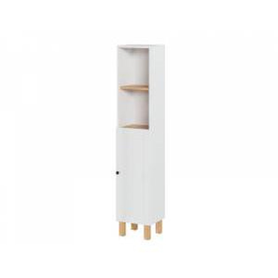 Blanc et chêne Ensemble de salle de bain 80 cm ANAMARIA avec colonne Blanc et chêne  - 0