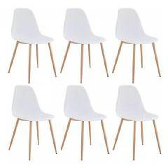 Blanc Lot de 6 chaises de table APLO Blanc  - 0