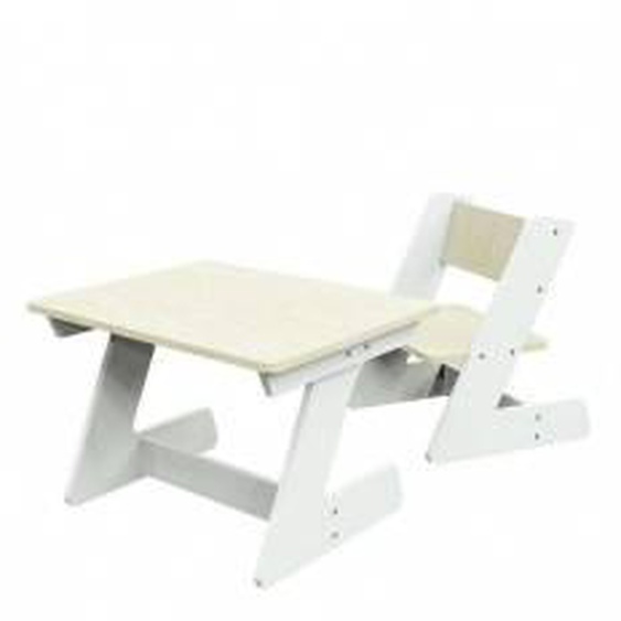 Blanc Table JANE avec une chaise Blanc  - Contreplaqué - 0