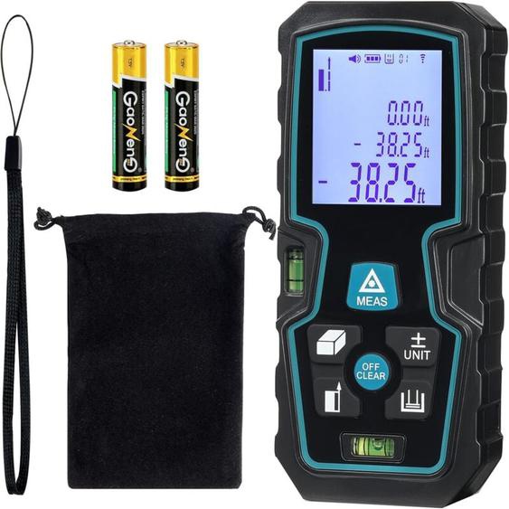 Bleosan - Télémètre Laser Mètre Laser 50M Numérique avec 2 Niveaux à Bulle, Réflecteur, Mesure de Longeur Surface Volume Pythagore