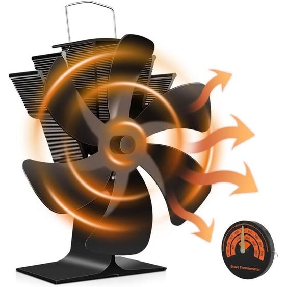 Bleosan - Ventilateur Poele à Bois 6 Pales Ventilateur Cheminée Alimenté à la Chaleur Ventilateur Silencieux avec Protection Contre le Surchauffe