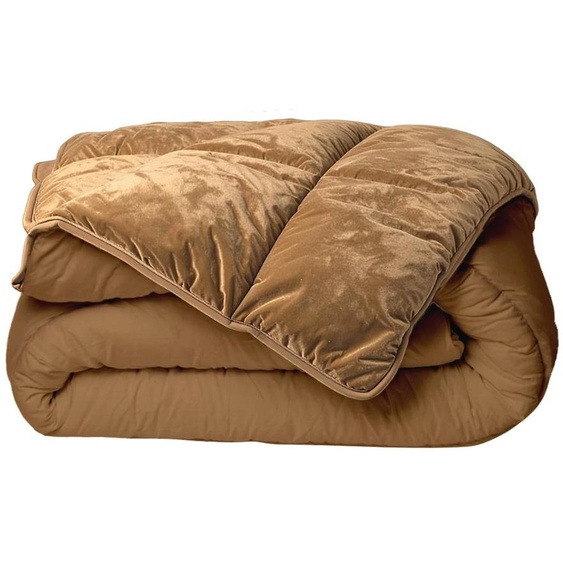 Bleu Calin Couette Réversible Velours Uni Moka - Chaude 300g/m2 - 240x260cm