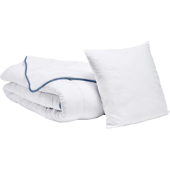 Bleu Calin Pack 1 personne Couette tempérée 140x200cm + 1 Oreiller 60x60cm