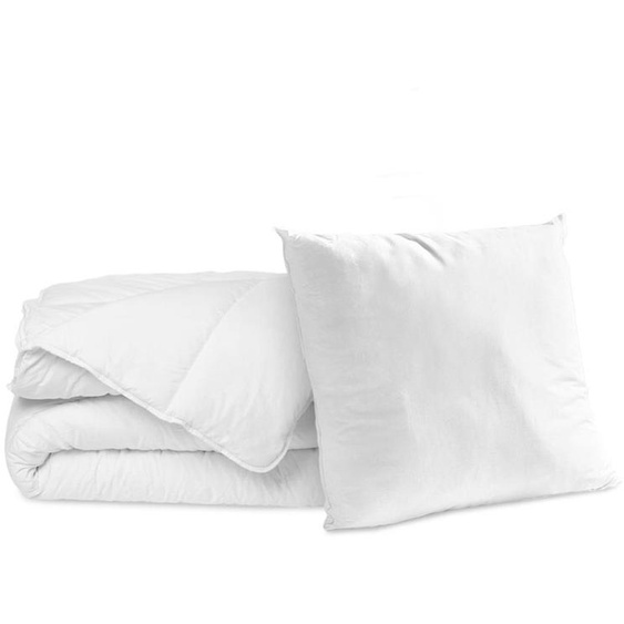 Bleu Calin Pack Coton Bio Couette Chaude 140x200 + Oreiller Moelleux 60x60 cm