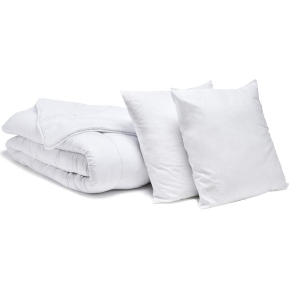 Bleu Calin Pack Économique Couette Tempérée 220x240 + 2 Oreillers Moelleux 60x60cm