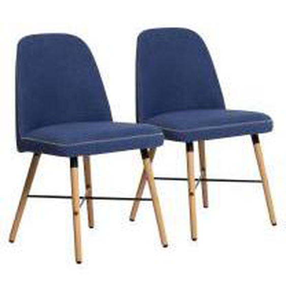 Bleu Ensemble de 2 chaises MITIO Bleu  - Tissu - 0