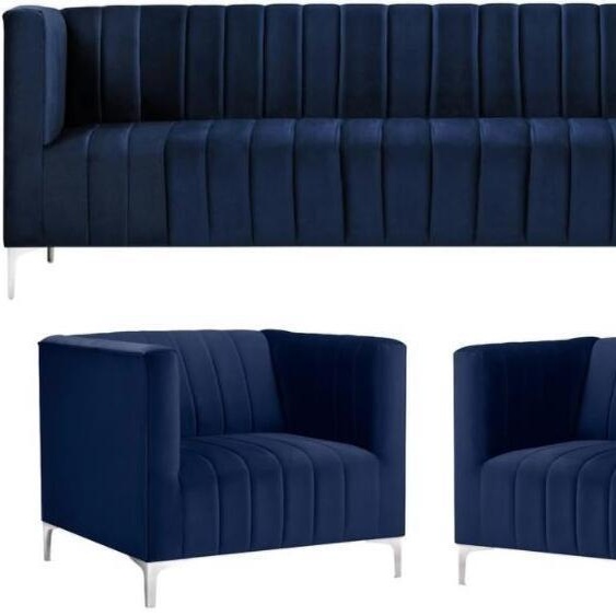 Bleu marine Ensemble de canapés 3 places Tissu Nouveau Créatif Design Canapé 2 Fauteuils Moderne