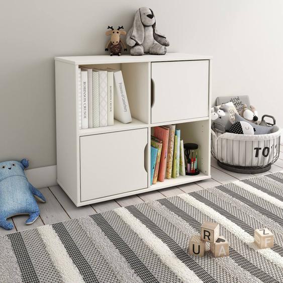 Bloc De Rangement 4 Casiers Effet Bois Arthur Blanc