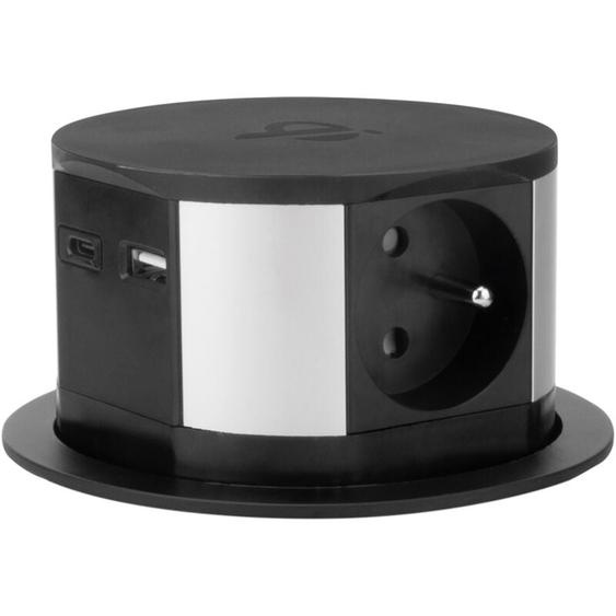 Otio - Bloc multiprise encastrable 3 prises 16A + 2x usb et chargeur induction - Noir