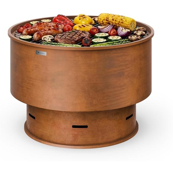 blumfeldt Brasero avec grille – saladier, barbecue et table 3 en 1, conception à faible émission de Fumoir, construction en acier, accessoires inclus
