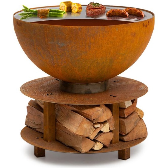 Blumfeldt Brasero Exterieur pour le Jardin, Brasero Plancha Portable avec Grille de BBQ, Bol en Acier, Brasero Barbecue avec Foyer pour le Camping, Brûleur à Bois, Ultra Solide, 60 x 56 x 60 cm