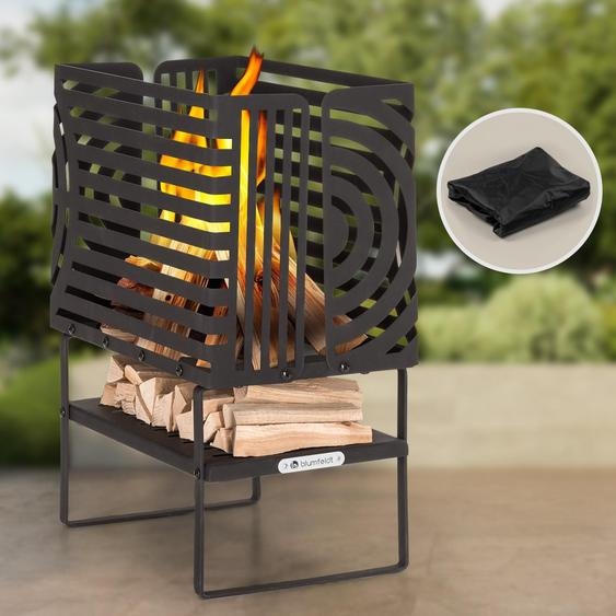 Blumfeldt Brasero Exterieur pour le Jardin et Terrasse, Brasero Portable, Couvercle Pare-Etincelles, Bol en Acier, Brasero BBQ Circulaire avec Foyer Camping, Brûleur à Bois Résistant aux Intempéries