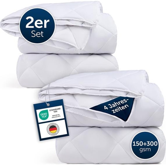 Blumtal couette 4 saisons 155 x 220 cm en set de 2 - couette 4 saisons 155x220cm/couverture dété + couette dhiver boutonnées ensemble