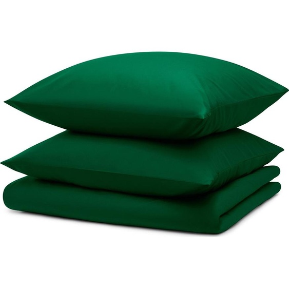 Blumtal linge de lit 220x220cm + 2x taies doreiller 40x70cm - Microfibre Bed Sheets 220x220cm - 3-pièces de linge de lit vert foncé