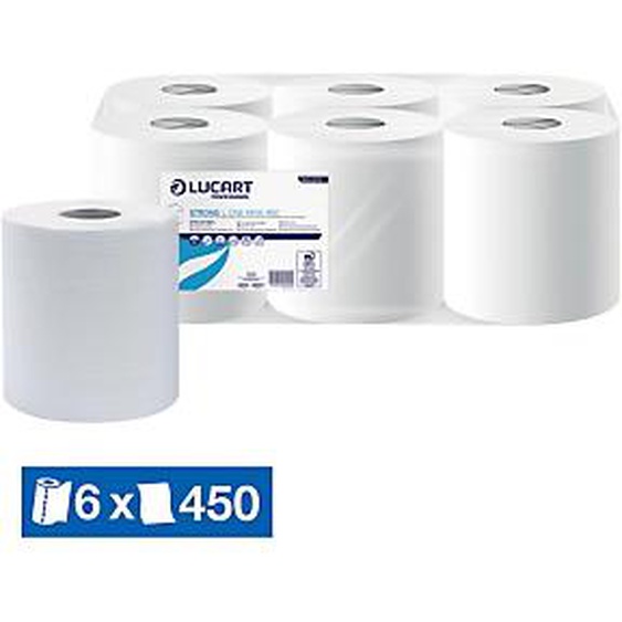 Bobines dessuie-mains à dévidage central Lucart Strong L-One, lot de 6
