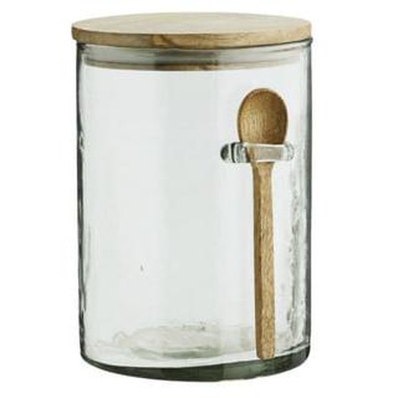 Bocal en verre avec cuillère en bois