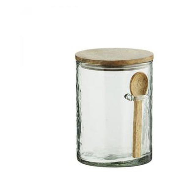 Bocal en verre avec cuillère en bois