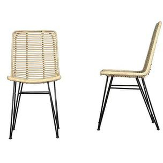 BOHEMA  Lot de 2 chaises en rotin et métal