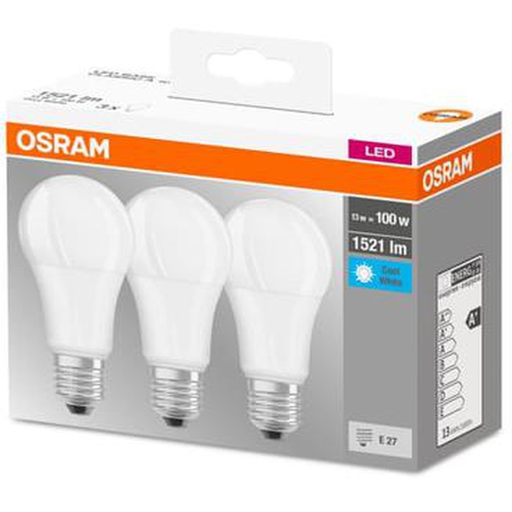 Boîte 3 ampoules LED standard opaque E27 13W=100 froid
