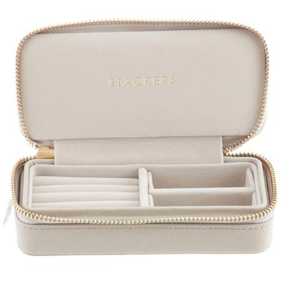 Boite à bijoux de voyage taupe Stackers 16,5x7,5x4,5cm
