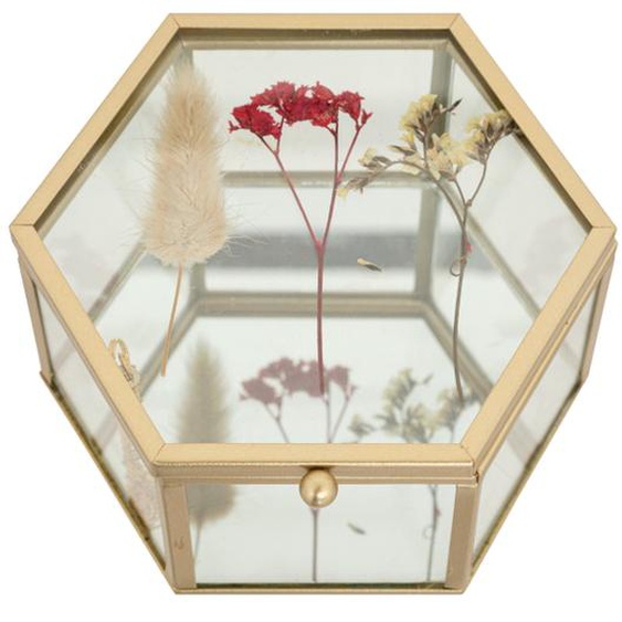 Boîte à bijoux en verre fleur séchée
