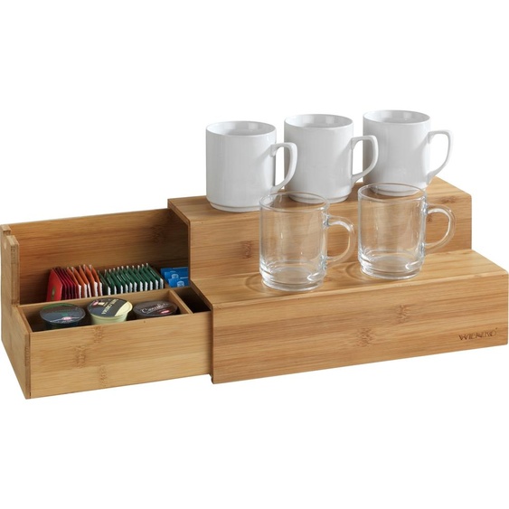 Boîte à café et à thé en bambou, boîte à deux niveaux avec compartiments, WENKO