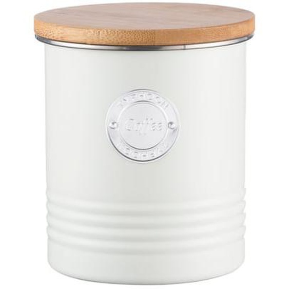 Boîte à café Living en métal blanc cassé 1 L