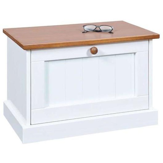 Boîte à chaussures en pin massif - PEGANE - 1 porte - Blanc - Verni - Contemporain