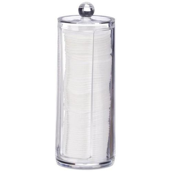 Relaxdays Boîte à coton avec couvercle, en plastique, pour salle de bain ou coiffeuse, HxD 20 x 7 cm, transparent