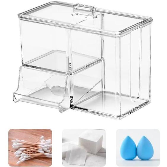 Boîte à Coton Tige,Porte Coton Tige,Boite de Rangement pour Coton,Rangement pour Coton Tige,Distributeur de Coton Tige