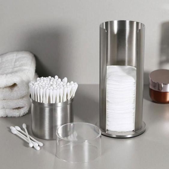 Boîte à écouvillons en acier inoxydable - OMABETA - Boîte de rangement pour cotons-tiges - Gris
