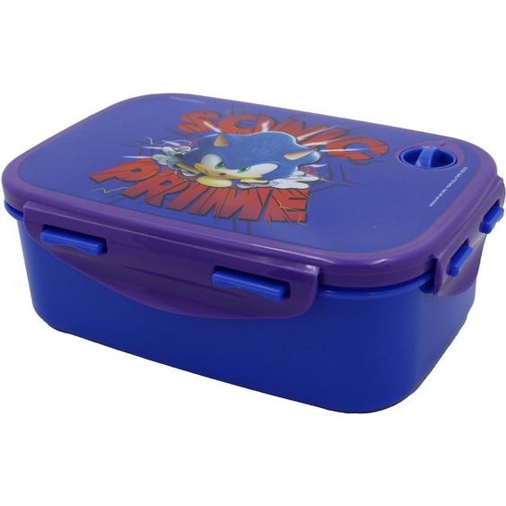 Boîte À Goûter 17x12x7 Cm Sonic Prime En Pvc À Couvercle À Charnière Bleu / Violet / Clair / Gris