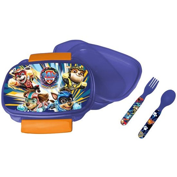 Boîte À Goûter Avec Couverts Pat Patrouille – 2 Compartiments Pvc Bleu