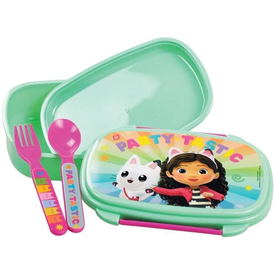 Boîte À Goûter Gabby Et La Maison Magique Avec Couverts, Pvc Étanche Vert