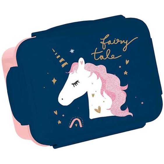 Boîte À Goûter Licorne En Pvc Rectangulaire Avec Couvercle 16 X 12 X 6,5 Cm Noir / Bleu / Marine / Gris