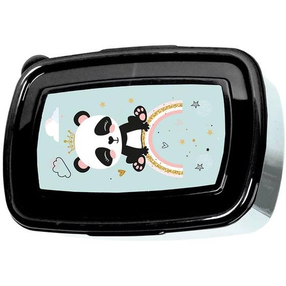 Boîte À Goûter Rectangulaire Pvc 18 Cm Panda Happy Days Noir
